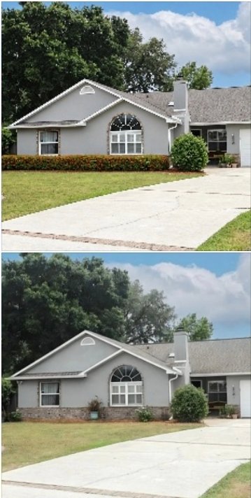 Residential Curb Appeal — completed design above, original landscape below
