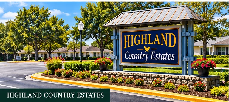 Landscape enhancement proposal illustration for Highland Country Estates community entrance